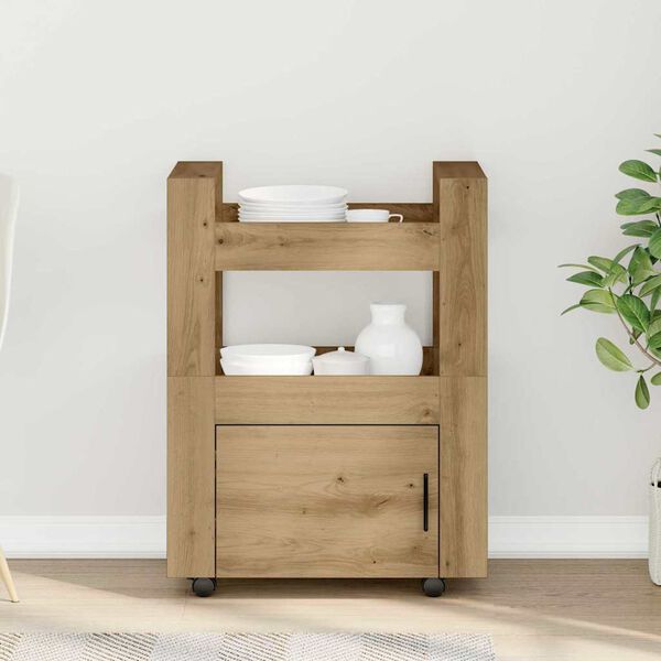 vidaXL Virtuvės vežimėlis artisano ąžuolo 60 x 45 x 80 cm