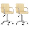 vidaXL Pasukamos valgomojo kėdės, 2vnt., kreminės, dirbtinė oda