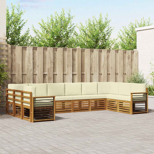 vidaXL Sekcijos sofų komplektas 10 pcs Natūralus ir grietinėlė