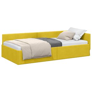 vidaXL Kampinė lovos konstrukcija Geltona 80 x 200 cm Aksomas