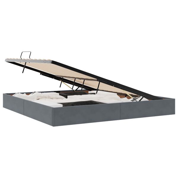vidaXL Saugos lova su čiužiniu Tamsiai pilka 200 x 200 cm Aksomas