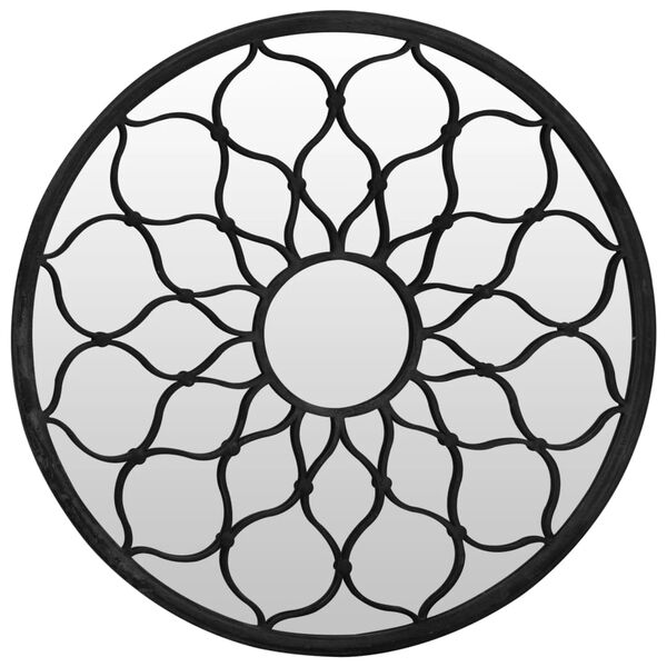 vidaXL Sodo veidrodis, juodos spalvos, 60x3cm, geležis, apskritas