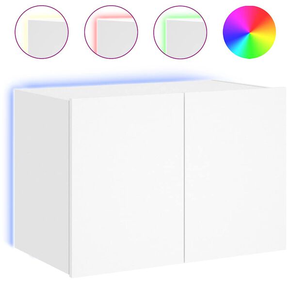 vidaXL Sieninė TV spintelė su LED lemputėmis, balta, 60x35x41cm