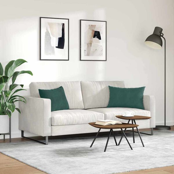 vidaXL Sofa Pagalvės 2 pcs Tamsiai žalia 60 x 40 cm Kordūrinis audinys