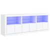 vidaXL &Scaron;oninė spintelė su LED lemputėmis, balta, 181,5x37x67cm