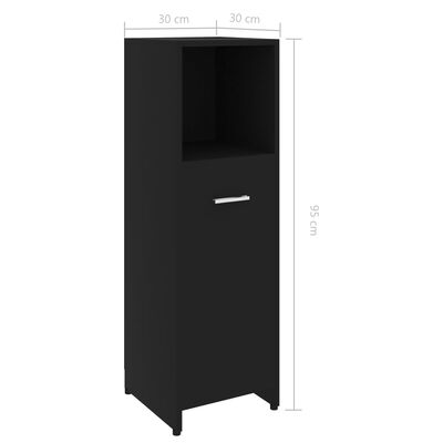 vidaXL Vonios kambario spintelė, juodos spalvos, 30x30x95cm, MDP