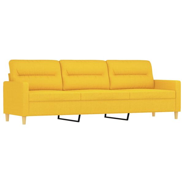 vidaXL Trivietė sofa su pakoja, &scaron;viesiai geltona, 180cm, audinys