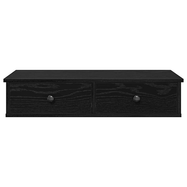 vidaXL Sieninė lentyna su stalčiais, juodos, 80x34x17cm