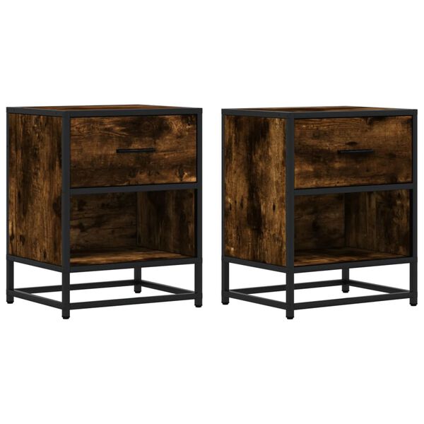 vidaXL Naktinės spintelės, 2vnt., dūminio ąžuolo, 40x31x50cm, mediena