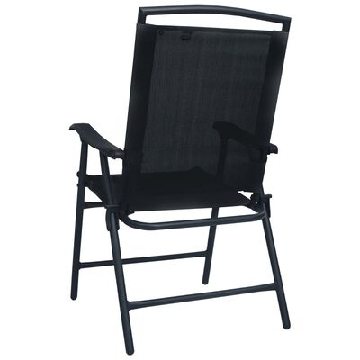 vidaXL Sulankstomos sodo kėdės, 2vnt., juodos spalvos, tekstilenas