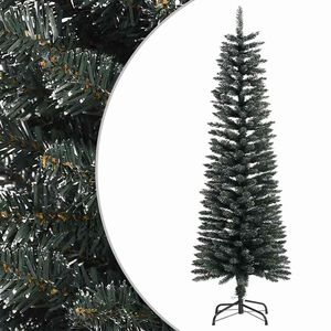 vidaXL Dirbtinė siaura Kalėdų eglutė su stovu, žalia, 150cm, PVC