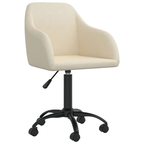 vidaXL Pasukamos valgomojo kėdės, 2vnt., kreminės spalvos, aksomas