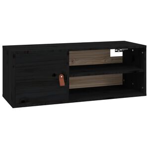vidaXL Sieninė spintelė, juoda, 80x30x30cm, pu&scaron;ies medienos masyvas