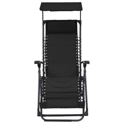 vidaXL Sulankstoma terasos kėdė, juodos spalvos, tekstilenas