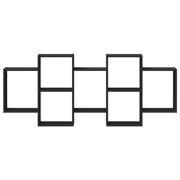 vidaXL Sieninė lentyna, juodos spalvos, 159x18x65cm, apdirbta mediena