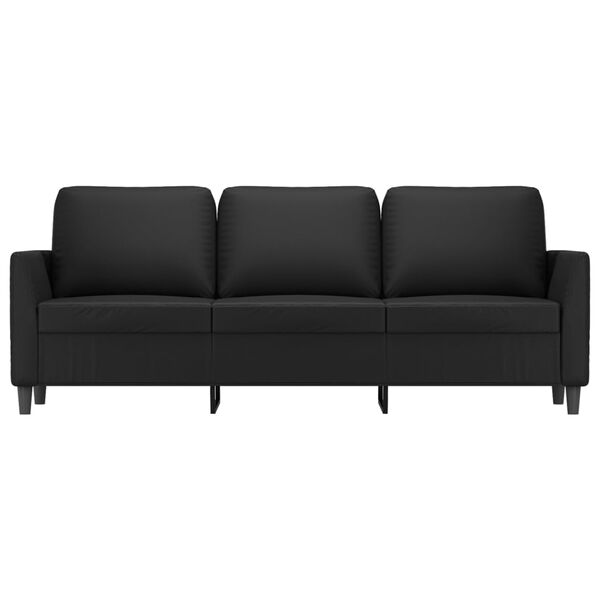 vidaXL Trivietė sofa, juodos spalvos, 180cm, dirbtinė oda