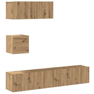 vidaXL 4 dalių sieninis televizoriaus spintelės komplektas Artisan Oak