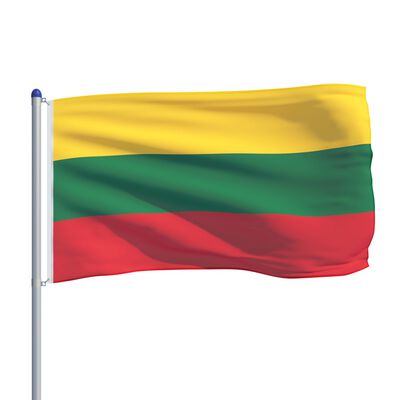 vidaXL Lietuvos vėliava su stiebu, aliuminis, 6m