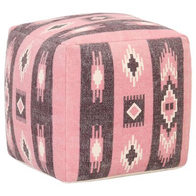 vidaXL Pufas, rožinės spalvos, 45x45x45cm, medvilnė, su raštais