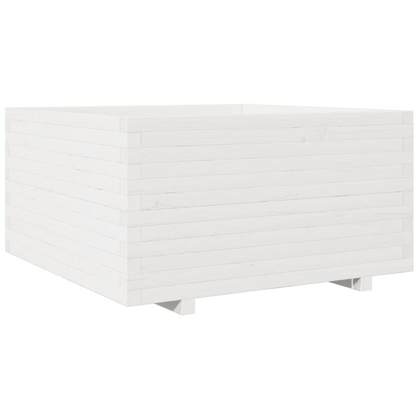 vidaXL Sodo lovelis, baltas, 90x90x49,5cm, pu&scaron;ies medienos masyvas