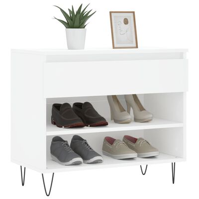 vidaXL Spintelė batams, baltos spalvos, 70x36x60cm, apdirbta mediena
