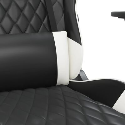 vidaXL Žaidimų kėdė su pakoja, juoda ir balta, dirbtinė oda