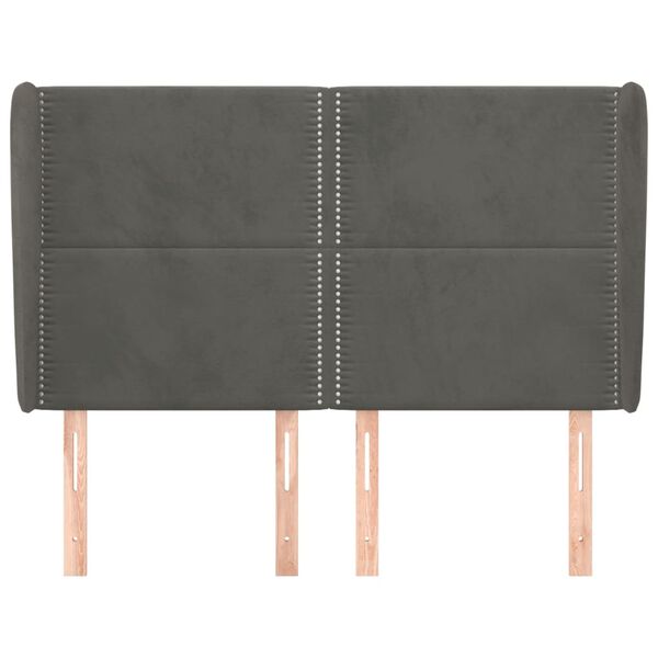 vidaXL Galvūgalis su auselėmis, pilkas, 147x23x118/128cm, aksomas