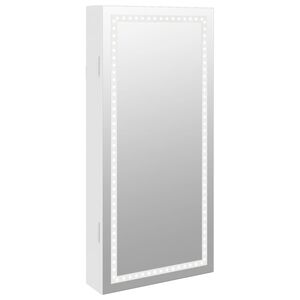 vidaXL Veidrodinė papuo&scaron;alų spintelė su LED ap&scaron;vietimu, baltos spalvos