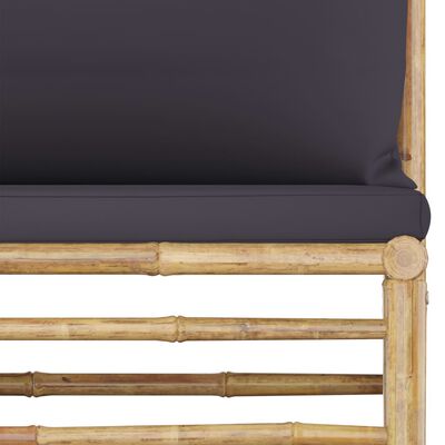 vidaXL Sodo komplektas su pilkomis pagalvėmis, 6 dalių, bambukas
