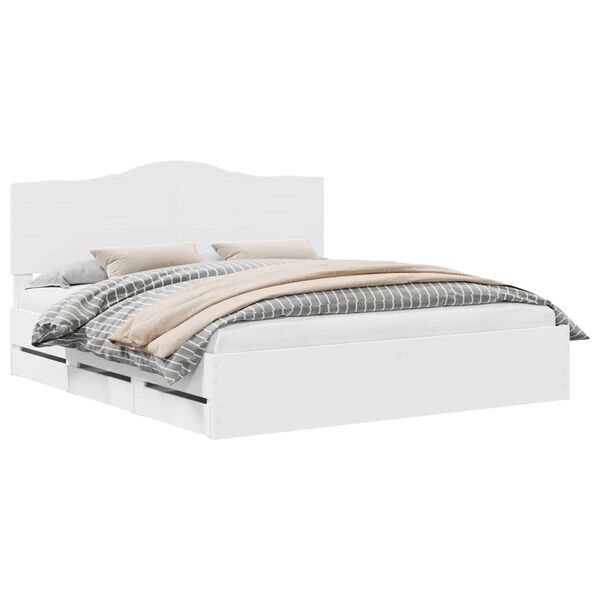 vidaXL Lovos rėmas su stalčių Balta 200 x 200 cm Inžinerinė mediena