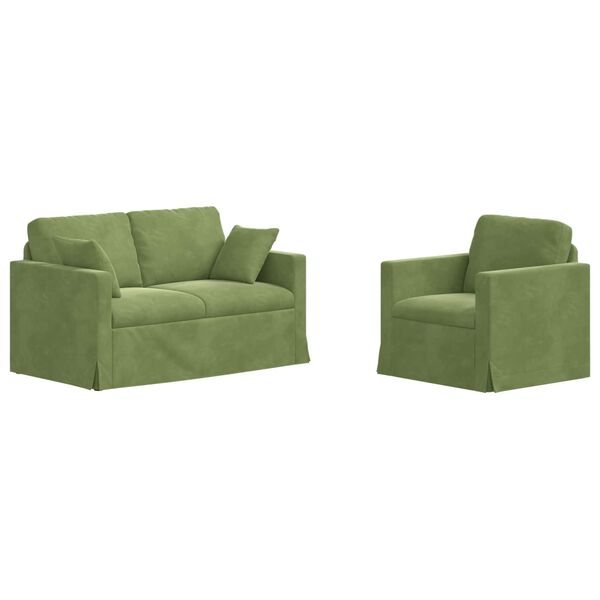 vidaXL Sofa 2 pcs &Scaron;viesiai žalia 138 x 78 x 80 cm Aksomas