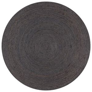 vidaXL Kilimas, tamsiai pilkas, 120cm, džiutas, apvalus, rankų darbo