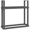 vidaXL Stovas malkoms, pilkas, 110x35x108,5cm, pu&scaron;ies medienos masyvas