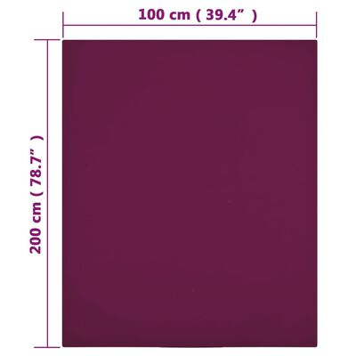 vidaXL Trikotažinė paklodė su guma, bordo spalvos, 100x200cm, medvilnė