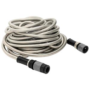 vidaXL Sodo žarna su pur&scaron;kimo antgaliu, sidabrinė, 0,6", 7,5m, plienas