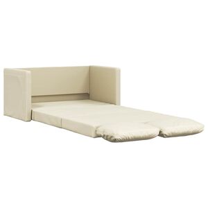 vidaXL Grindų sofa-lova, 2-1, kreminė, 112x174x55cm, dirbtinė oda