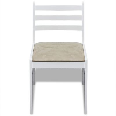 vidaXL Valgomojo kėdės, 6 vnt., baltos, medienos masyvas ir aksomas