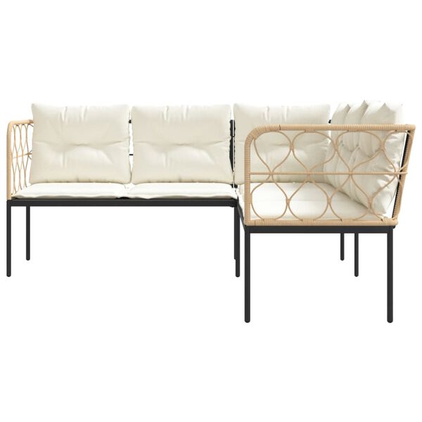 vidaXL Sodo sofa su pagalvėlėmis, juoda, plienas/tekstilenas