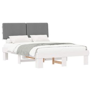 vidaXL Lovo rėmas su apmu&scaron;tu galvūgaliu &Scaron;viesiai pilka 160 x 200 cm