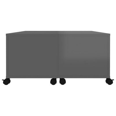 vidaXL Kavos staliukas, pilkos spalvos, 75x75x38cm, MDP, blizgus
