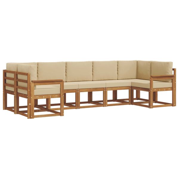 vidaXL Lauko sofos komplektas su pagalve 7 pcs Natūralus ir bežinis