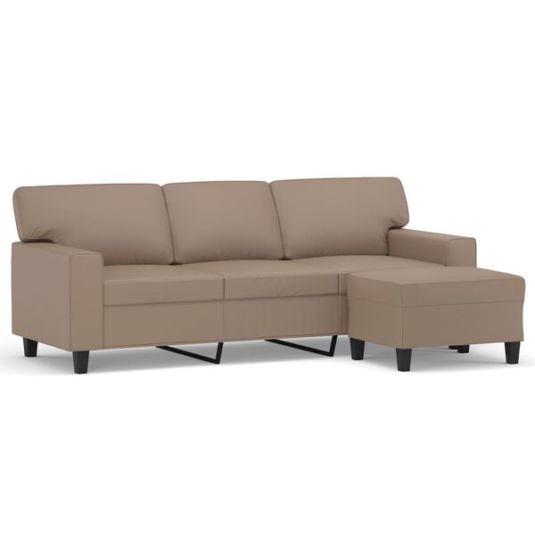 vidaXL Trivietė sofa su pakoja, kapučino spalvos, 180cm, dirbtinė oda