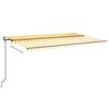 vidaXL Markizė su LED/vėjo jutikliu, geltona/balta, 500x350cm