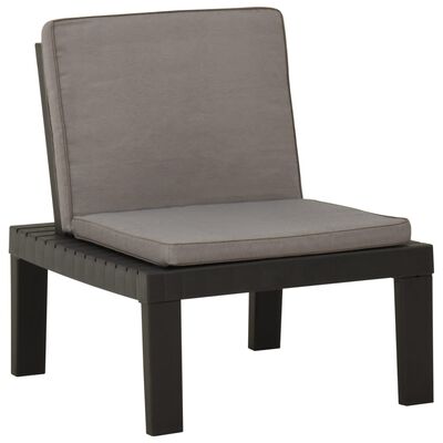 vidaXL Sodo poilsio kėdės su pagalvėlėmis, 2vnt., pilkos, plastikas