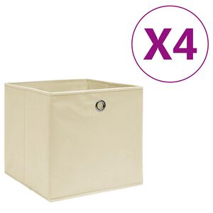 vidaXL Daiktadėžės, 4vnt., kreminės, 28x28x28cm, neaustinis audinys