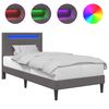 vidaXL Lovos rėmas su LED juostelėmis Pilka 90 x 190 cm Dirbtinė oda