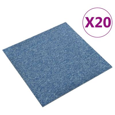 vidaXL Kiliminės plytelės, 20vnt., mėlynos spalvos, 50x50cm, 5m²