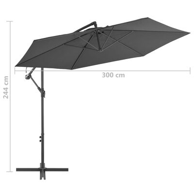vidaXL Gembės form. saulės skėtis su alium. stulp., 300 cm, antr. sp.