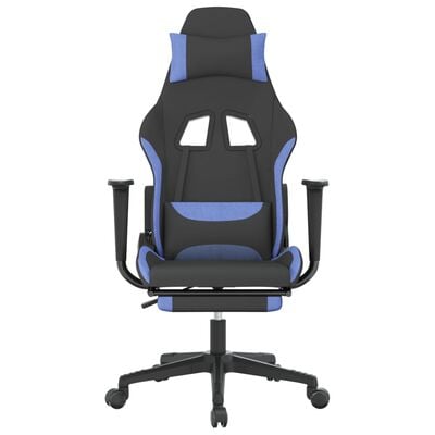 vidaXL Masažinė žaidimų kėdė su pakoja, juoda ir mėlyna, audinys