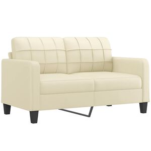vidaXL Dvivietė sofa, kreminės spalvos, 140cm, dirbtinė oda